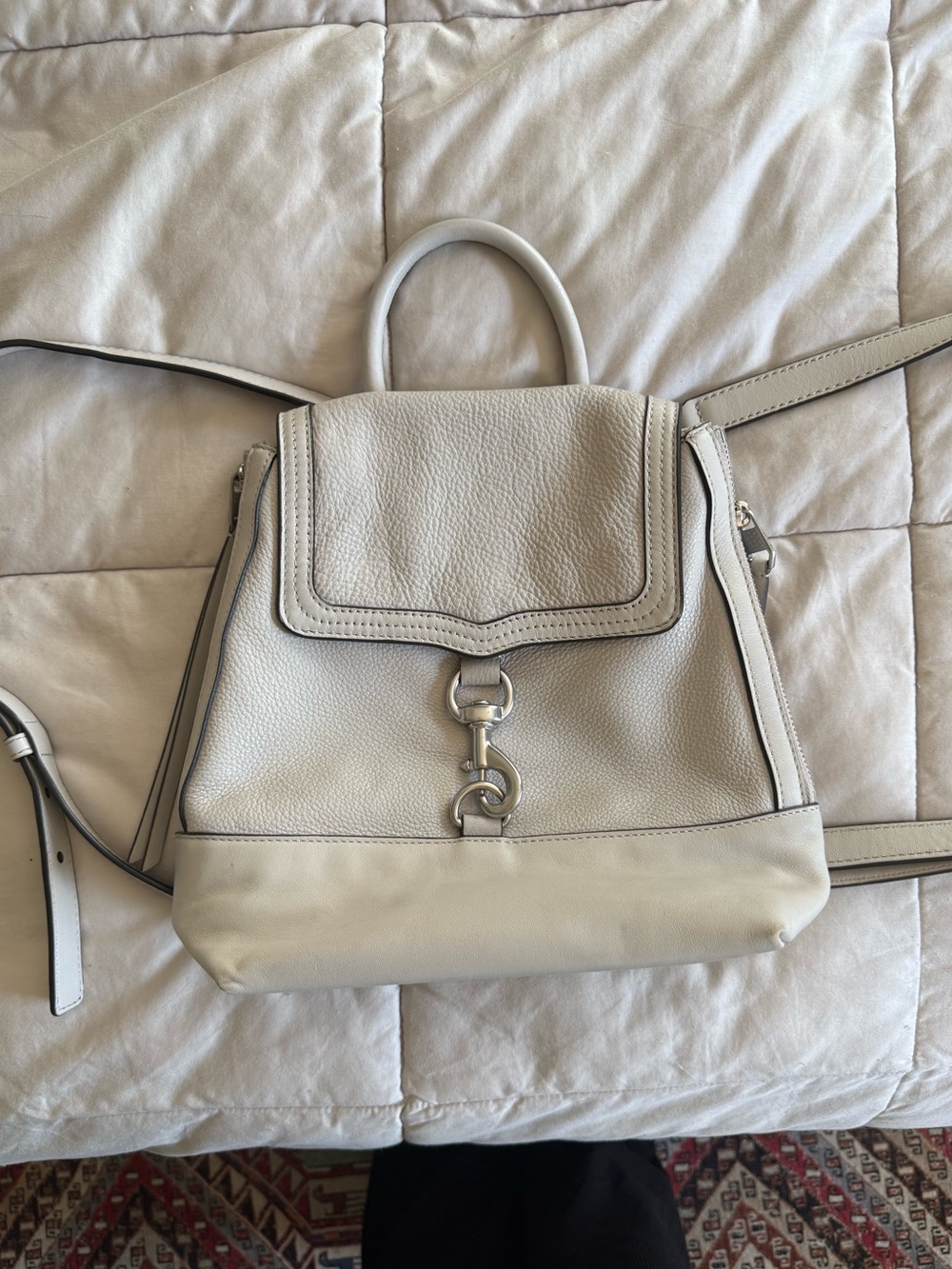 Rebecca Minkoff Bree Textured Leather Backpack - Light Gray